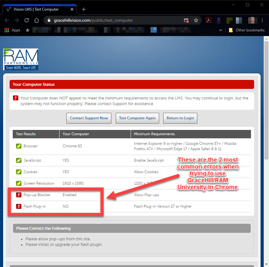 HOW TO: Fix Settings in Chrome to Allow You to Use GraceHill/RAM University  – RAM Partners, LLC