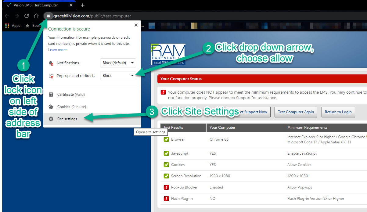 HOW TO: Fix Settings in Chrome to Allow You to Use GraceHill/RAM University  – RAM Partners, LLC